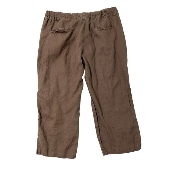 Allen Allen 100% Linen Cropped Culottes Pull-On Pants Brown size Medium Petite - Picture 3 of 6